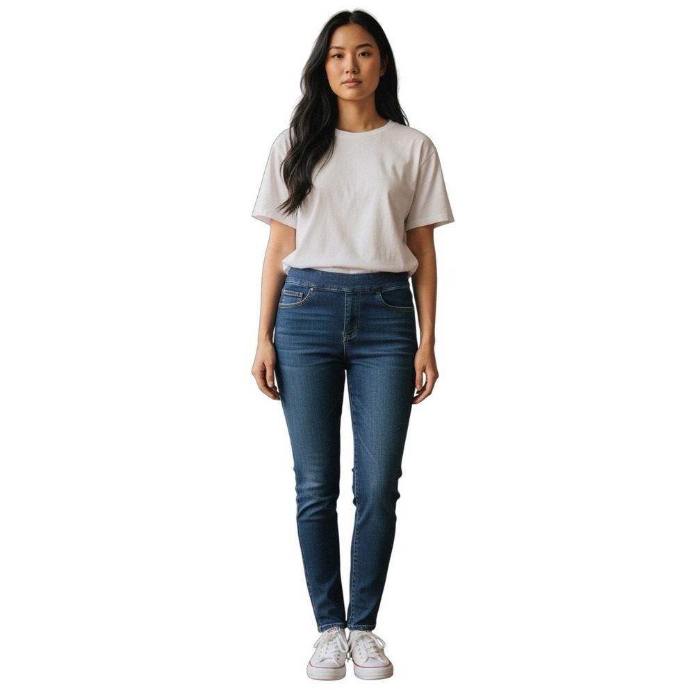 Spanx Blue Skinny Jeans Women's Size Small Stretch Denim Shaping Pull‎ On